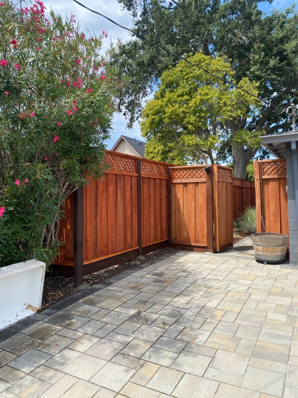 Board On Board With Diagonal Lattice Top Stained